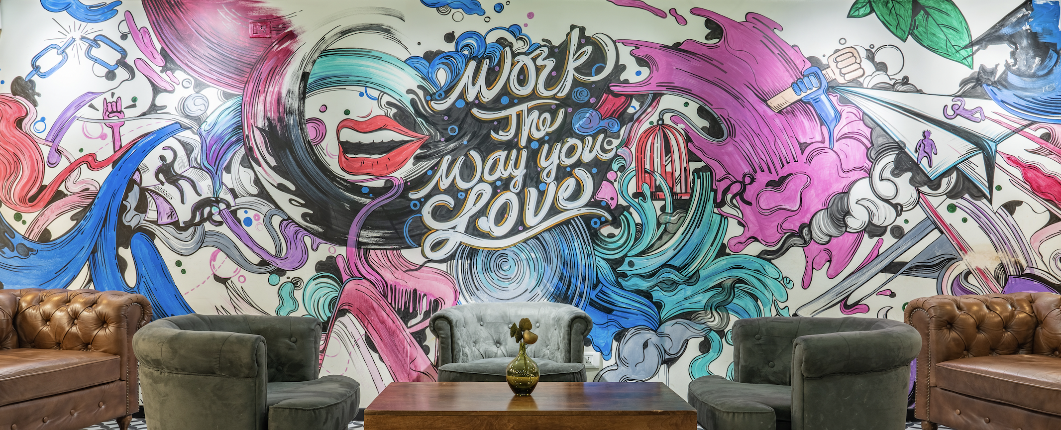 Coffeeshop with graffiti art